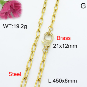 Fashion Brass Necklace  F3N403047bbov-L017