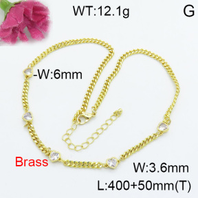 Fashion Brass Necklace  F3N403065ahlv-L017