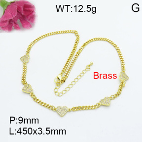 Fashion Brass Necklace  F3N403066vhov-L017