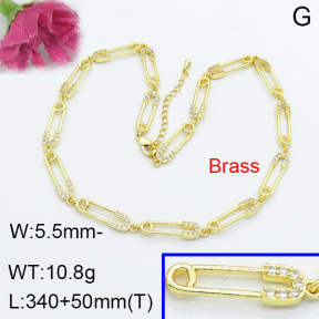 Fashion Brass Necklace  F3N403069aivb-L017
