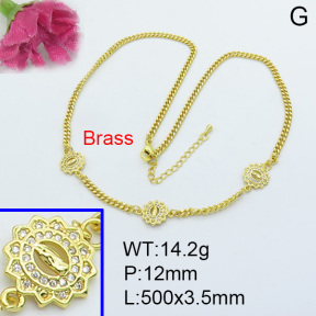 Fashion Brass Necklace  F3N403070vhov-L017