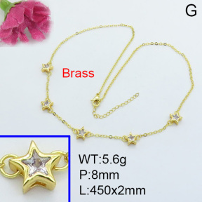Fashion Brass Necklace  F3N403071ahlv-L017