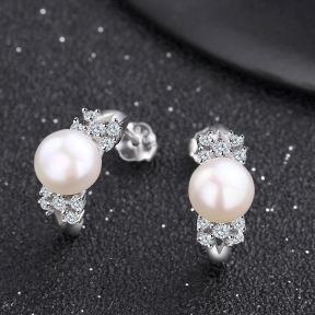 925 Silver Earrings Weight: 2.3g Size:6*14mm,Natural Pearl：6.5mm JE0250aijo-M112 YJCR004092
