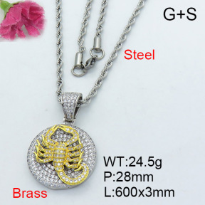 Fashion Brass Necklace  F3N403073ajma-905