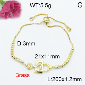 Fashion Brass Bracelet  F3B403922vbll-L017