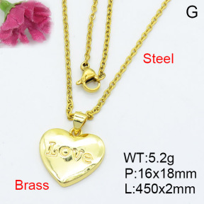 Fashion Brass Necklace  F3N200092vail-L017