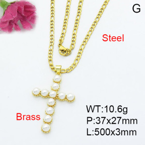 Fashion Brass Necklace  F3N300326bbov-L017