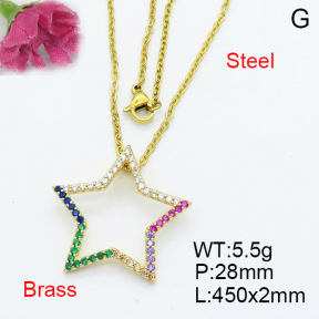 Fashion Brass Necklace  F3N403079ablb-L017