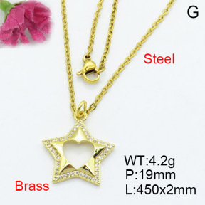 Fashion Brass Necklace  F3N403081aajl-L017
