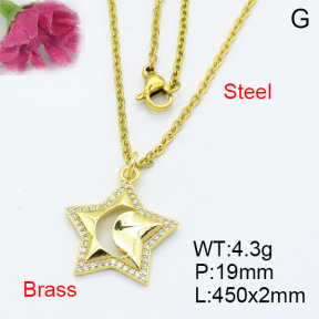Fashion Brass Necklace  F3N403082aajl-L017