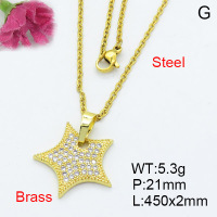 Fashion Brass Necklace  F3N403085ablb-L017