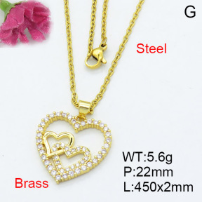 Fashion Brass Necklace  F3N403086ablb-L017