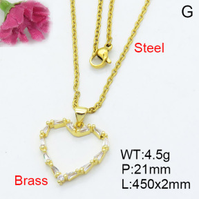 Fashion Brass Necklace  F3N403087baka-L017