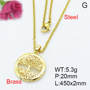 Fashion Brass Necklace  F3N403088aajl-L017