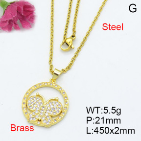 Fashion Brass Necklace  F3N403091ablb-L017