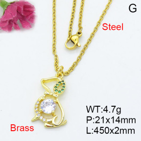 Fashion Brass Necklace  F3N403094aajl-L017