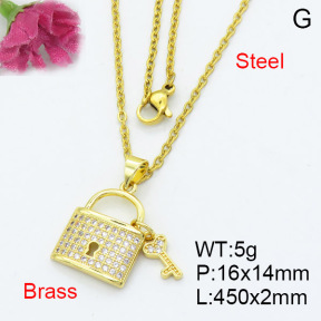 Fashion Brass Necklace  F3N403095ablb-L017