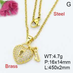 Fashion Brass Necklace  F3N403097ablb-L017