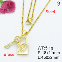Fashion Brass Necklace  F3N403098ablb-L017