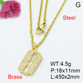 Fashion Brass Necklace  F3N403101baka-L017