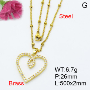 Fashion Brass Necklace  F3N403106ablb-L017