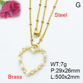 Fashion Brass Necklace  F3N403107bbov-L017