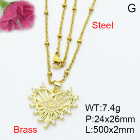 Fashion Brass Necklace  F3N403108ablb-L017