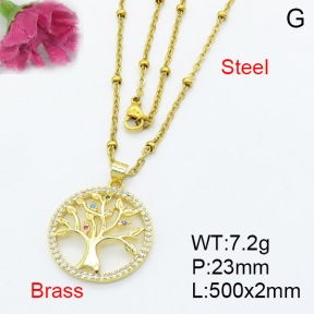 Fashion Brass Necklace  F3N403110ablb-L017