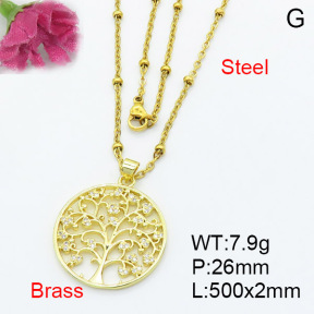 Fashion Brass Necklace  F3N403111ablb-L017