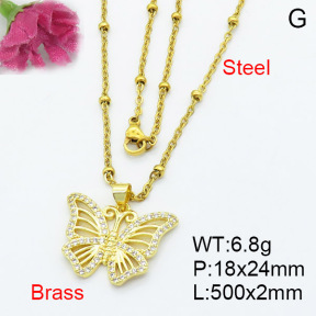Fashion Brass Necklace  F3N403113ablb-L017