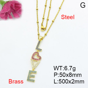 Fashion Brass Necklace  F3N403115bhia-L017