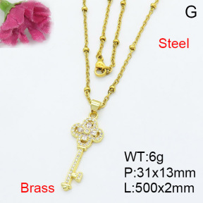 Fashion Brass Necklace  F3N403119baka-L017