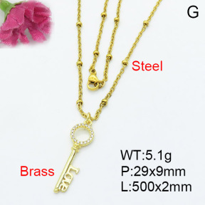 Fashion Brass Necklace  F3N403120aajl-L017