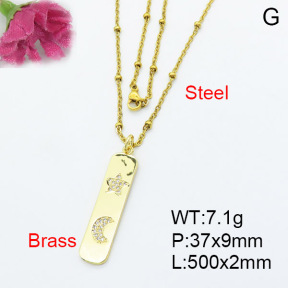 Fashion Brass Necklace  F3N403121baka-L017