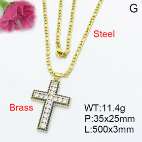 Fashion Brass Necklace  F3N403123vbnl-L017