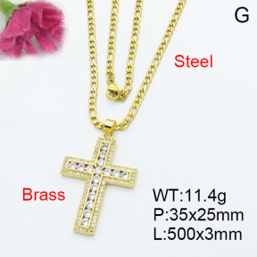 Fashion Brass Necklace  F3N403126vbnl-L017
