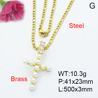 Fashion Brass Necklace  F3N403130bbov-L017