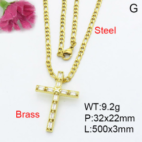 Fashion Brass Necklace  F3N403132baka-L017