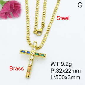 Fashion Brass Necklace  F3N403133ablb-L017