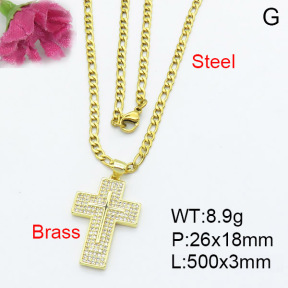 Fashion Brass Necklace  F3N403134ablb-L017