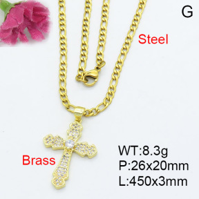 Fashion Brass Necklace  F3N403136ablb-L017