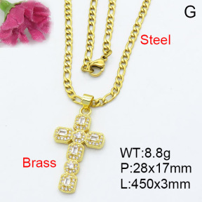 Fashion Brass Necklace  F3N403137abol-L017