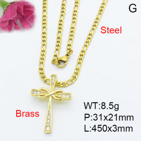 Fashion Brass Necklace  F3N403138baka-L017