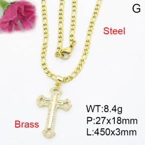 Fashion Brass Necklace  F3N403140ablb-L017
