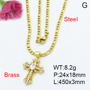 Fashion Brass Necklace  F3N403141vbmb-L017