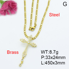 Fashion Brass Necklace  F3N403142vbmb-L017