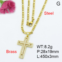 Fashion Brass Necklace  F3N403143ablb-L017