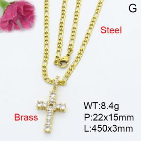 Fashion Brass Necklace  F3N403146baka-L017