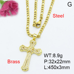 Fashion Brass Necklace  F3N403147vbmb-L017