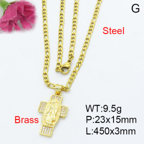 Fashion Brass Necklace  F3N403148ablb-L017